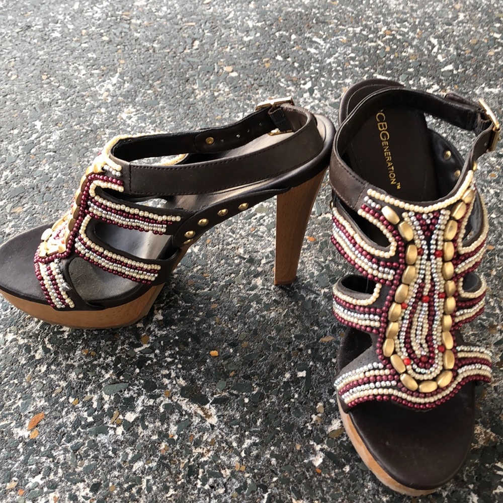 Stunning BCBG beaded platform heels